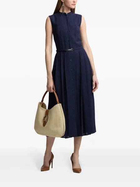 Cu centură rochie Ralph Lauren Collection fără mâneci albastru