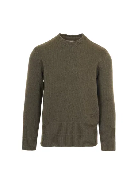 Sweter Mm6 Maison Margiela wełniany z logo zielony