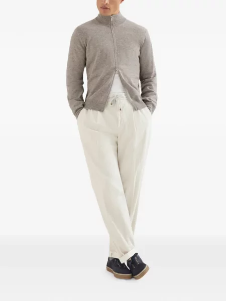 Pantaloni Brunello Cucinelli de catifea cord cu cordon
