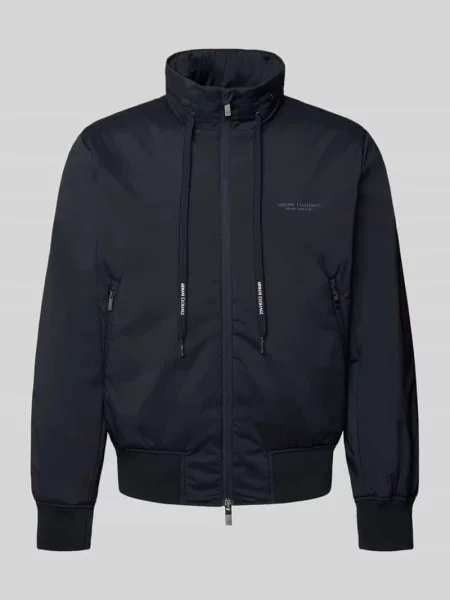 Kurtka bomber Armani Exchange ze stójką z logo granatowy