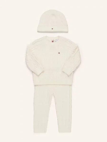 Tommy Hilfiger Zestaw: Czapka Sweter I Spodnie Z Dzianiny weiss