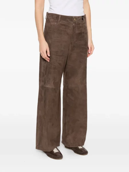 Pantaloni 's Max Mara din piele de căprioară maro