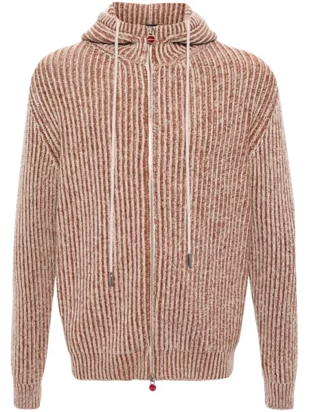 Cardigan Kiton tricotate cu glugă portocaliu