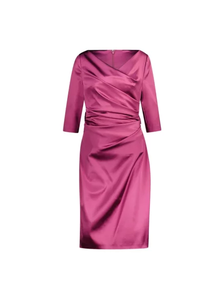 Sukienka koktajlowa Talbot Runhof z dekoltem w serek fioletowa