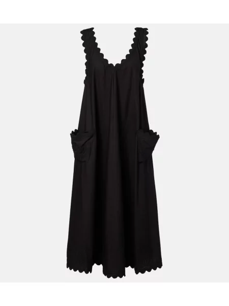 Rochie midi Juliet Dunn cu broderie din poplin negru