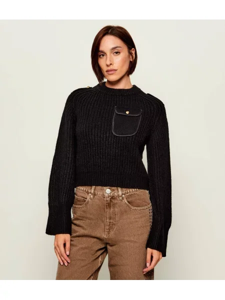 Pinko Pulover Miagolio cu adaos de lână negru