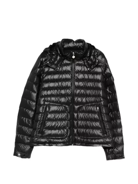 Scurt geacă cu puf Moncler cu glugă negru