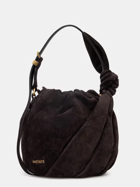 Rotate geantă de mână din piele întoarsă maro