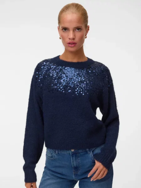 VERO MODA Pulover VMNOVAH bleumarin / safir