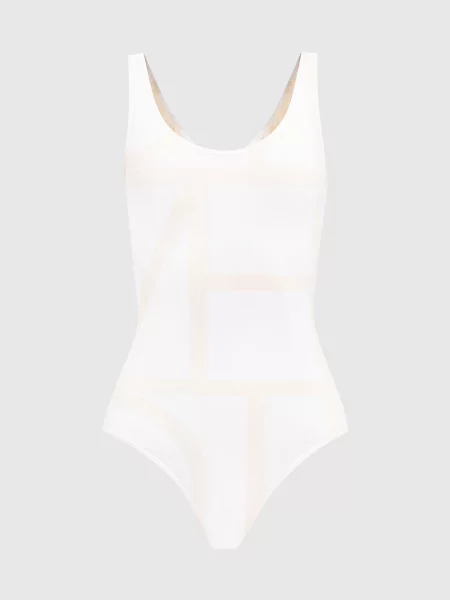 Купальник з принтом монограми логотипа Toteme бежевий