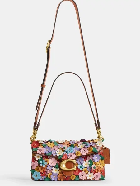 Coach torebka skórzana Floral Applique Tabby 26 czerwona