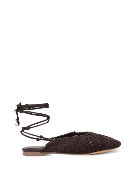 Мюли Twinset с връзки без ток с дантела кафяво