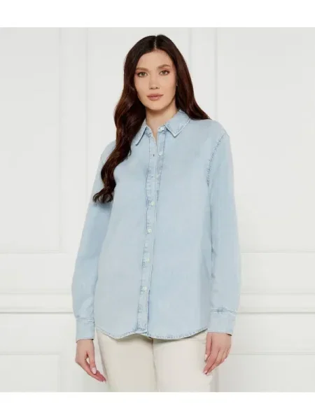 Calvin Klein De blugi cămașă | cu adaos de in albastru