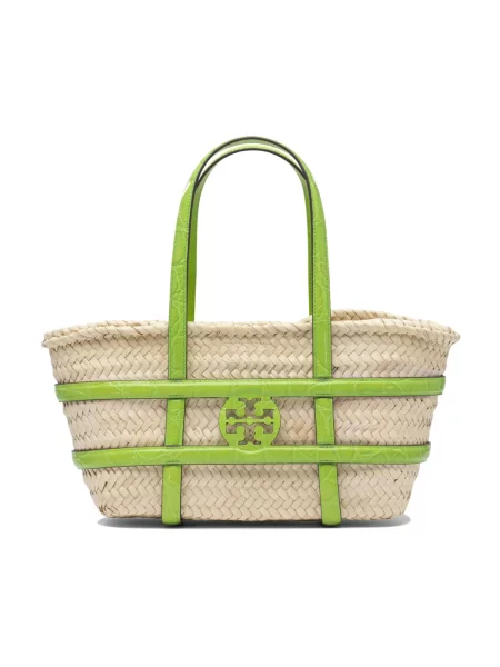 Tory Burch torebka z rafii Ella Straw beżowy