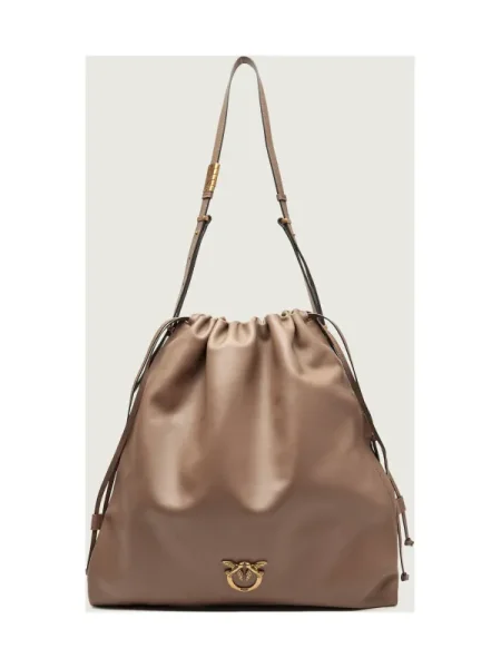 Pinko De piele geantă tip sac SLOUCHY EXTRA bej