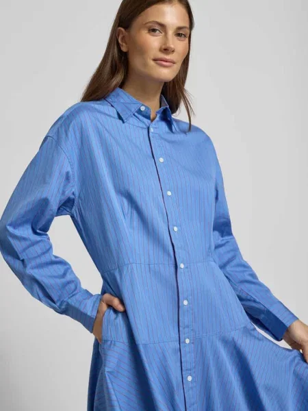 Sukienka koszulowa taliowana z czystej bawełny Polo Ralph Lauren niebieska