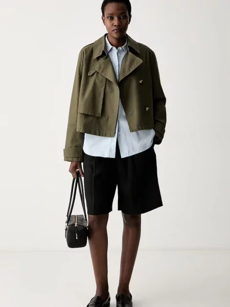 Tommy Hilfiger bermuda hlače z dodatkom lanu črna