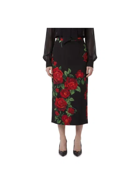 Spódnica midi Dolce And Gabbana z wysoką talią czarna