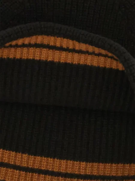 Ριγέ πλεκτός σκούφος Zegna μαύρο