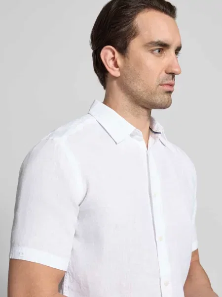 Koszula casualowa o kroju casual fit z lnu Olymp Level Five biała