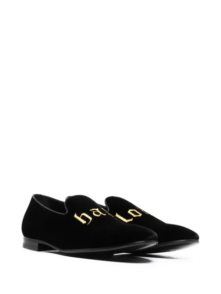 Siuvinėtos loaferiai Philipp Plein velvetinės juoda