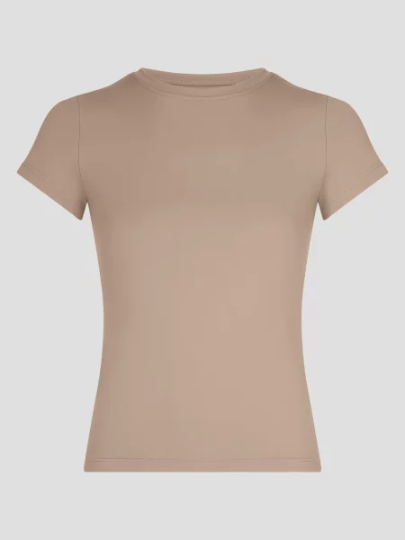 YO-GAYA Αθλητικό τοπ Short Sleeve Top ανοικτό μπεζ