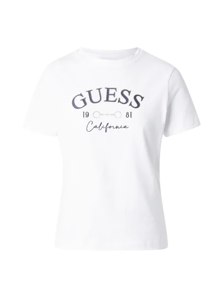 GUESS Tricou BEATRIZ albastru marin / gri taupe alb
