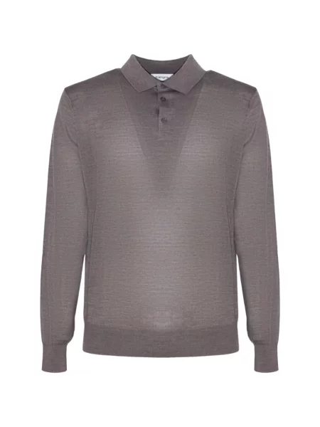 Lung tricou polo Kangra tricotate maro