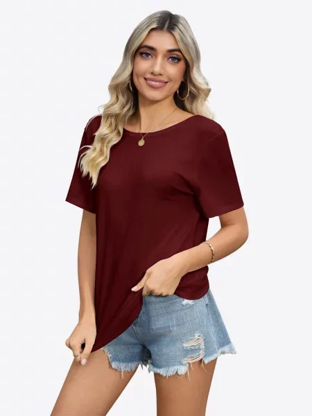 Imily Bela Tricou burgundy roșu