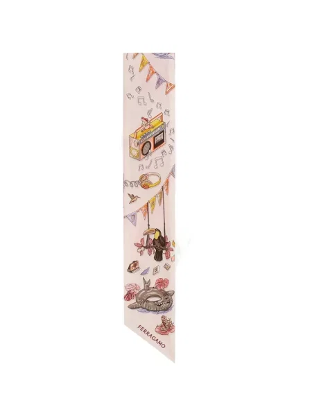 Sutien bandeau Ferragamo de mătase cu imagine roz