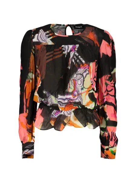 Bluză Desigual cu imagine cu imprimeu abstract negru