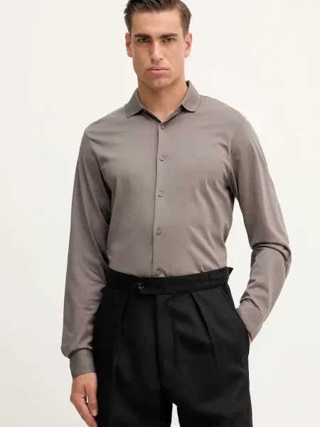 Риза Armani Exchange със стандартна кройка с класическа яка сиво