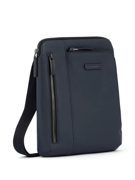 Kožená taška na notebook Piquadro modrá