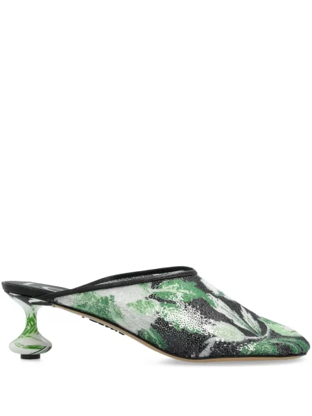 Květinové mules Loewe s potiskem černé