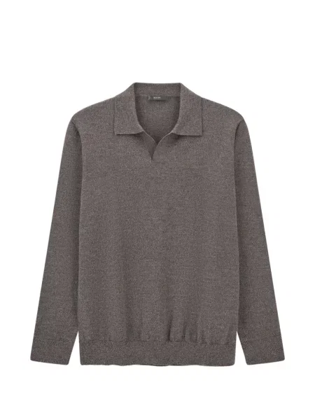 Tricou polo Boggi Milano de lână maro