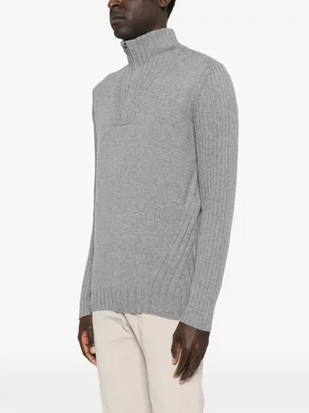 Pulover Corneliani de jumătate de fermoar gri