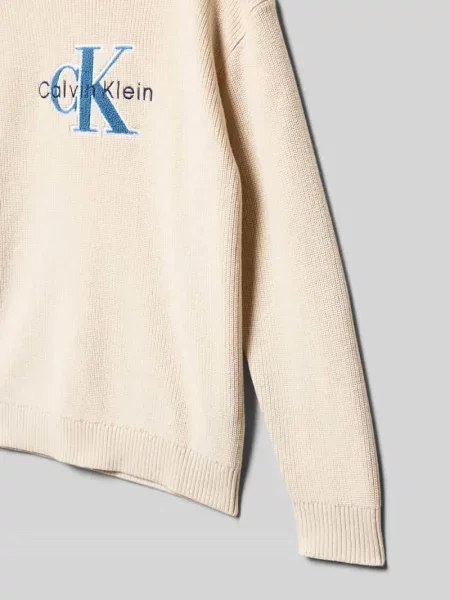 Sweter z dzianiny z prążkowanymi wykończeniami Calvin Klein Jeans
