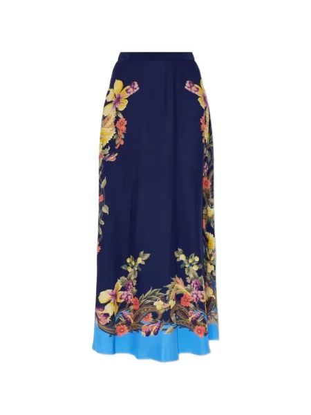 Fustă Etro de mătase cu model floral cu imagine albastru