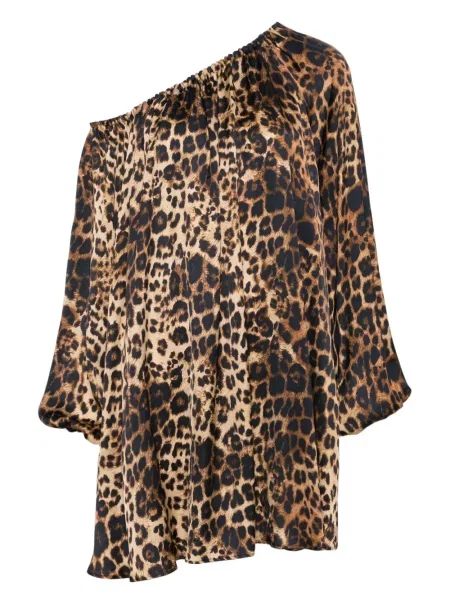 Mała sukienka mini Simonetta Ravizza na jednym ramieniu garniturowa brązowa