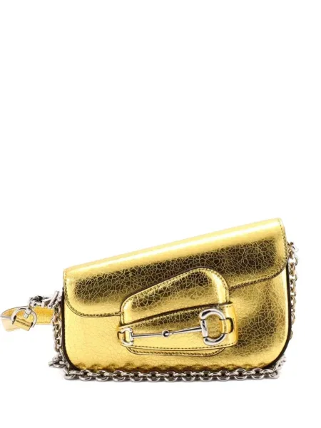 Kožená asymetrická mini kožená taška Gucci Pre-owned zlatá