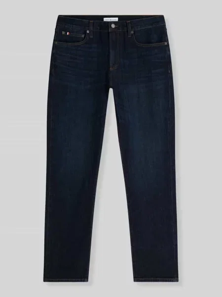 Jeansy o kroju straight fit z mieszanki bawełny Tommy Hilfiger granatowe