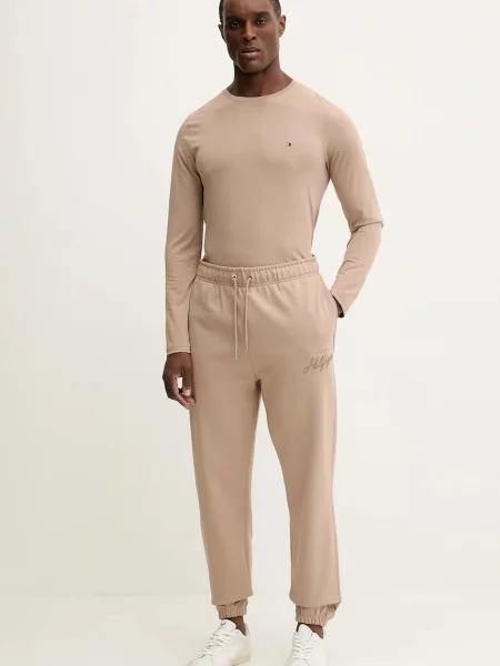 Bombažen spodnji del trenirke Tommy Hilfiger rjava