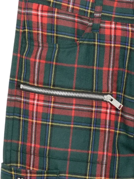 Pantaloni Undercover în carouri verde