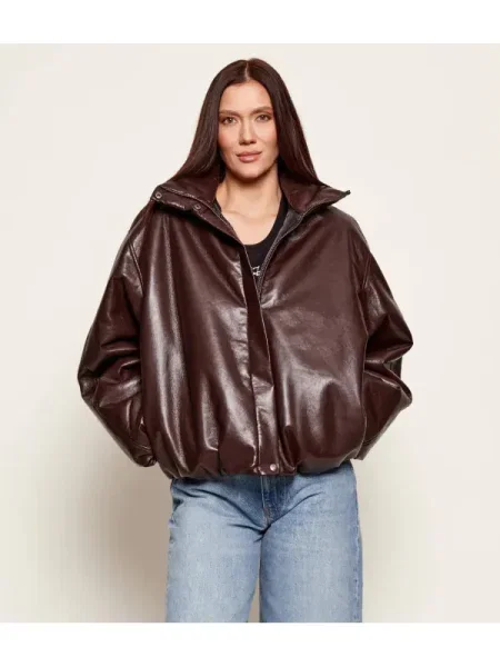 Anine Bing Geacă CYRUS | Relaxed fit cu adaos de piele maro