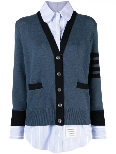 Cardigan Thom Browne cu decolteu în V albastru