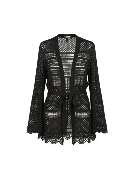 Kardigan Twinset ażurowy czarny