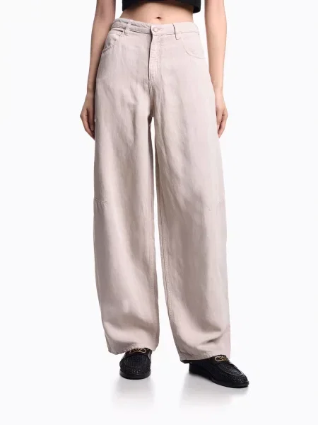 Широкие джинсы Emporio Armani бежевые