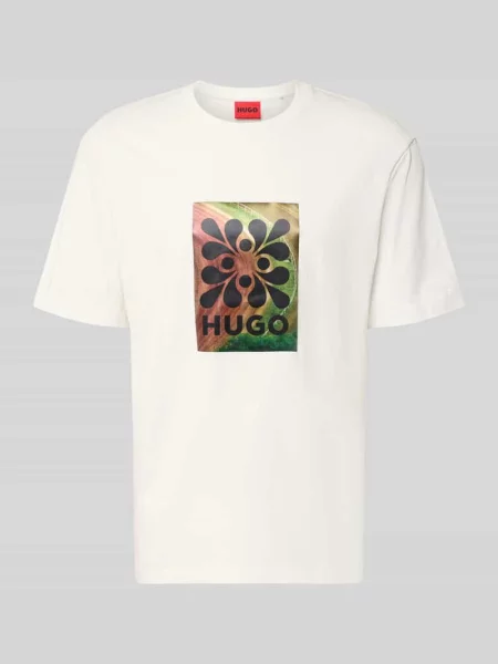 T-shirt o kroju regular fit z czystej bawełny model DAMORU' Hugo