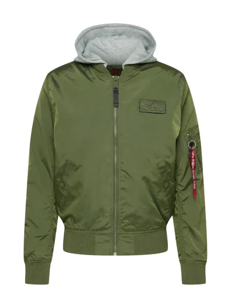 Меланж преходно яке Alpha Industries с качулка зелено
