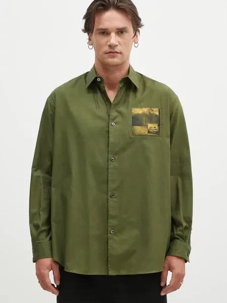Undercover cămașă din Shirt barbati cu guler clasic relaxed verde
